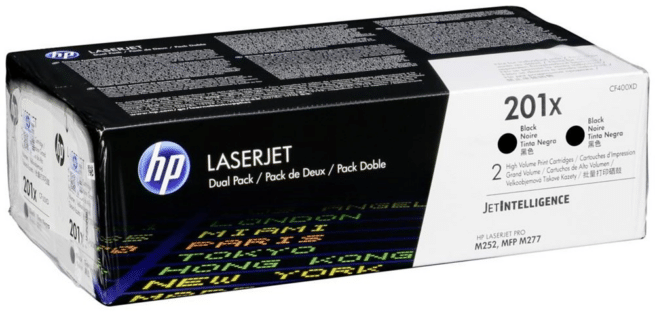 HP 201XD musta värilaserkasetti, tuplapaketti