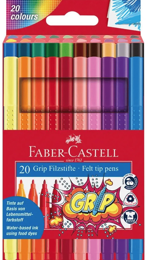 Faber-Castell Grip huopakynä, 20 väriä