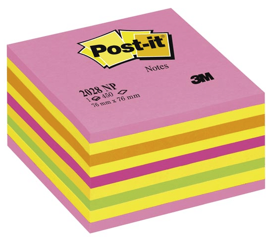 Post-it viestilappukuutio 2028NP, punainen neon