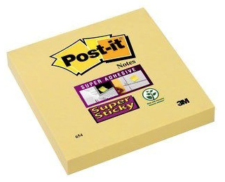 Post-it 654-S viestilappu super sticky, keltainen