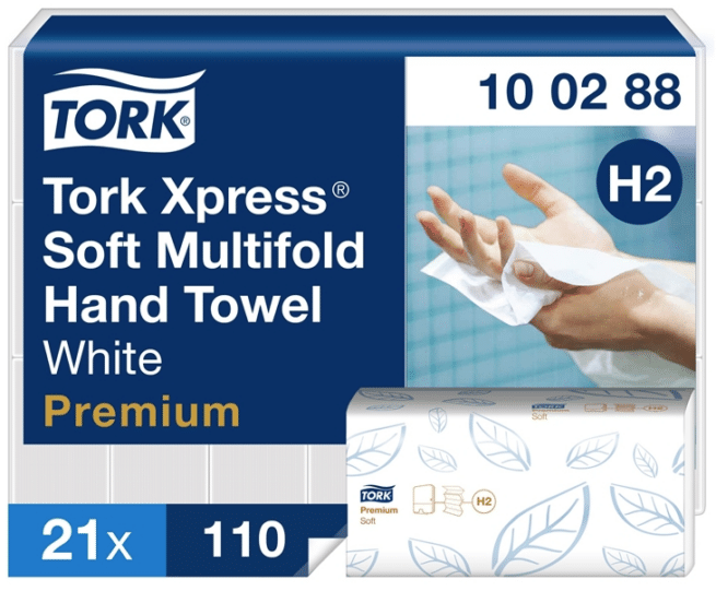 Tork H2 Xpress Premium Soft Multifold käsipyyhe, 21 nippua/pkt