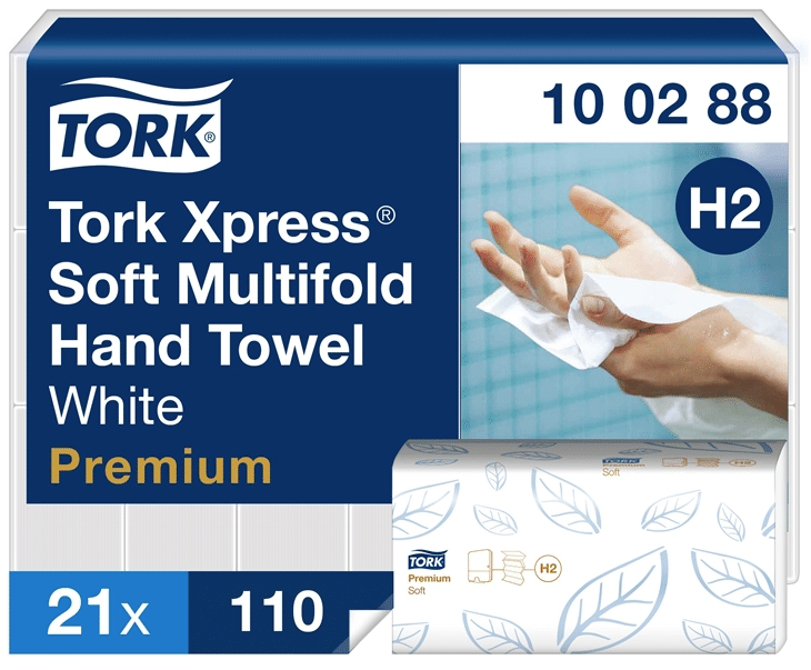 Tork H2 Xpress Premium Soft Multifold käsipyyhe, 21 nippua/pkt