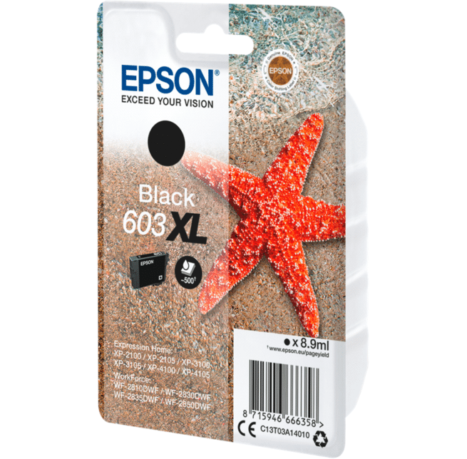 Epson 603 XL musta väripatruuna