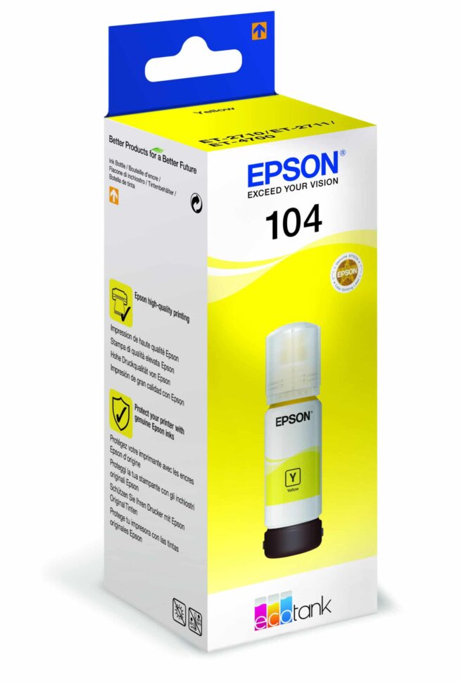 Epson 104 keltainen mustepullo, ecotank