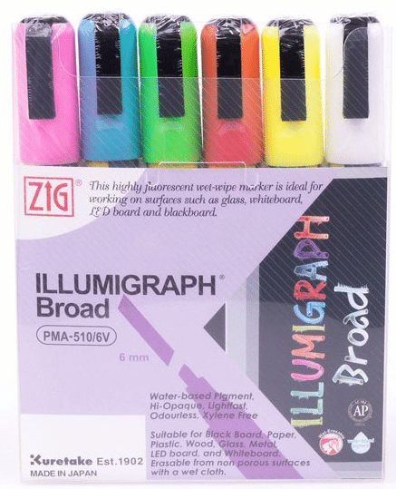 Zig illumigraph liitutussi, 6 väriä/pkt