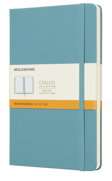 Moleskine Classic large, Reef Blue, viivalliset sivut