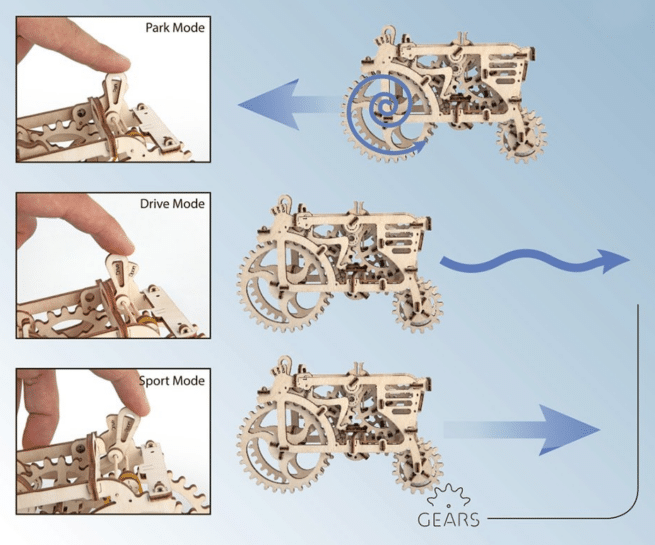 3D palapeli Tractor, Ugears Mechanical models