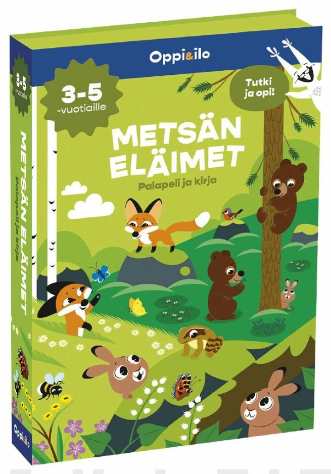 Metsän eläimet, palapeli ja kirja