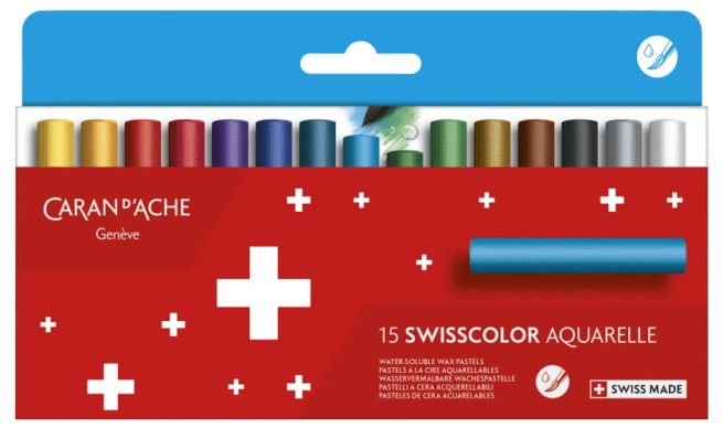 Caran d'Ache Swisscolor akvarelliliitu, 15 väriä