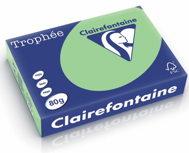 Clairefontaine Trophee 1775 A4, 80g luonnonvihreä, värillinen tulostuspaperi