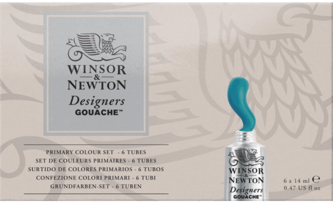 Winsor & Newton designers primary guassivärilajitelma, 6 väriä