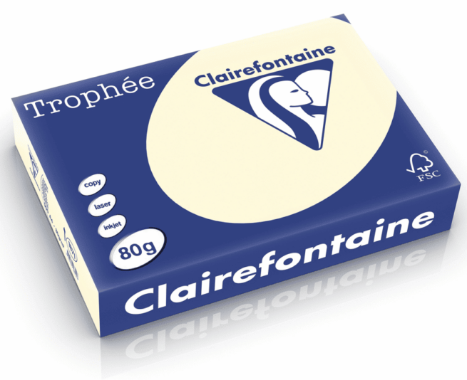 Clairefontaine Trophee 1871 A4, 80g kerma, värillinen tulostuspaperi