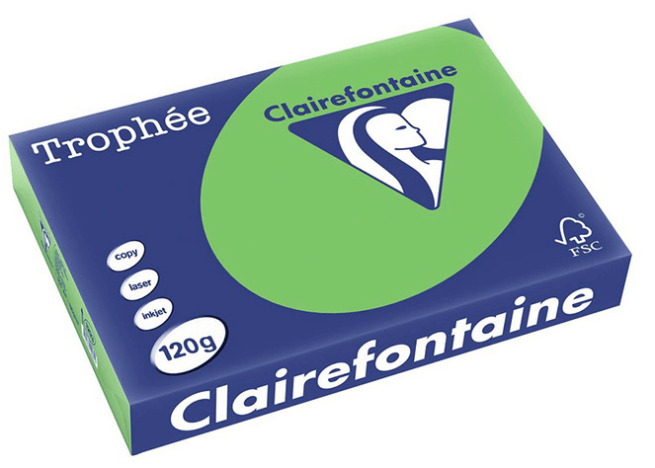 Clairefontaine Trophee 1293 A4, 120g syvän vihreä, värillinen tulostuspaperi