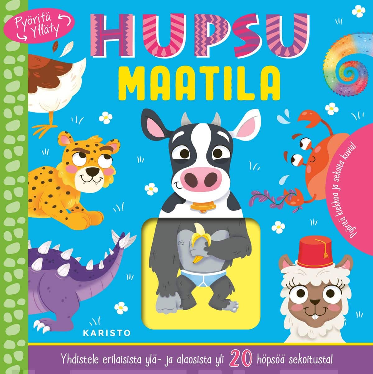 Hupsu maatila (kannessa pyöritettävä kiekko) : yhdistele erilaisista ylä- ja alaosasta yli 20 höpsöä sekoitusta! Suomen vanhin kirjakauppa - Vuodesta 1899