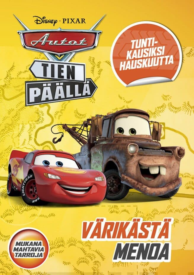 Disney Autot Tien päällä Värikästä menoa värityskirja (sis. tarroja)