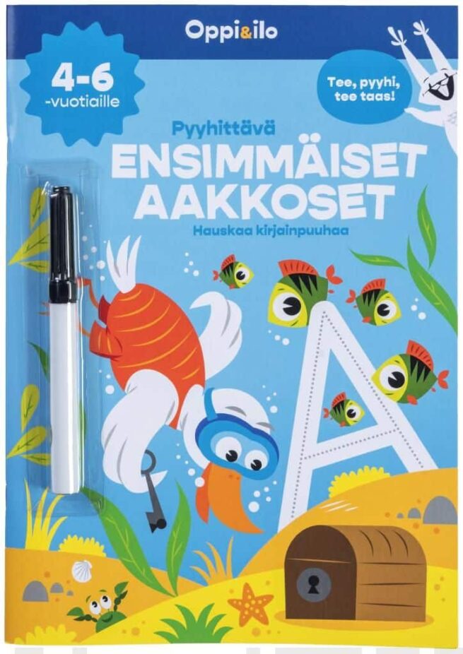 Pyyhittävä Ensimmäiset aakkoset -puuhakirja 4-6 v + tussi : Hauskaa kirjainpuuhaa! Oppi&ilo