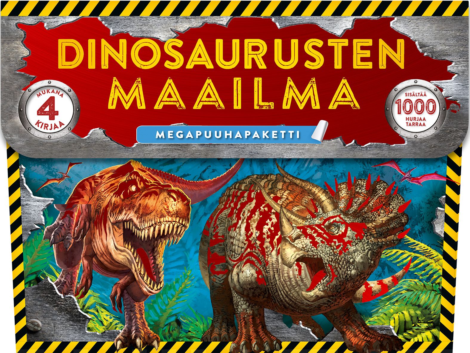 Dinosaurusten maailma : megapuuhapaketti (4 kirjaa, rakennettavaa, 1000 tarraa)