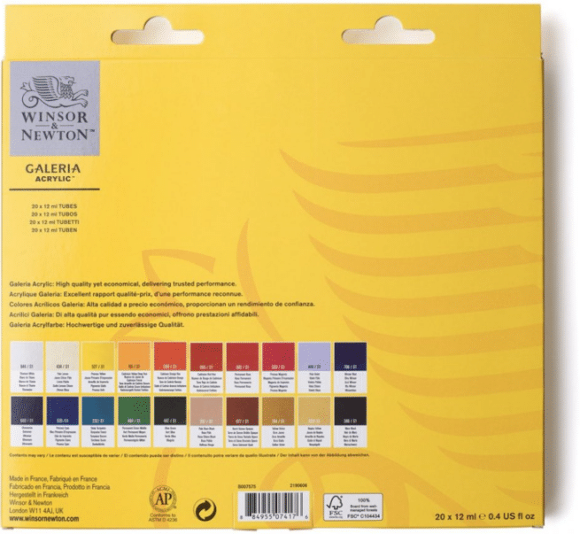 Winsor & Newton Galeria akryylisetti, 20 väriä