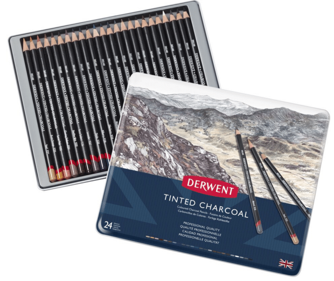 Derwent Tinted Charcoal sävytetyt hiilikynät, 24 väriä - Image 2