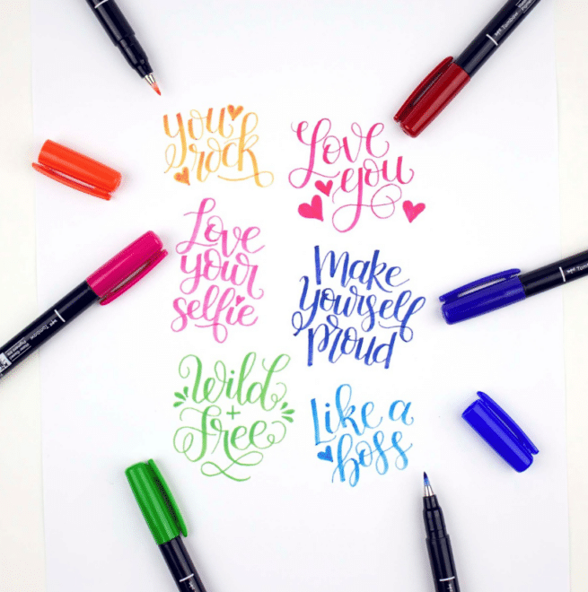 Tombow Fudenosuke hard tip sivellinkynäsetti, 10 väriä - Image 6