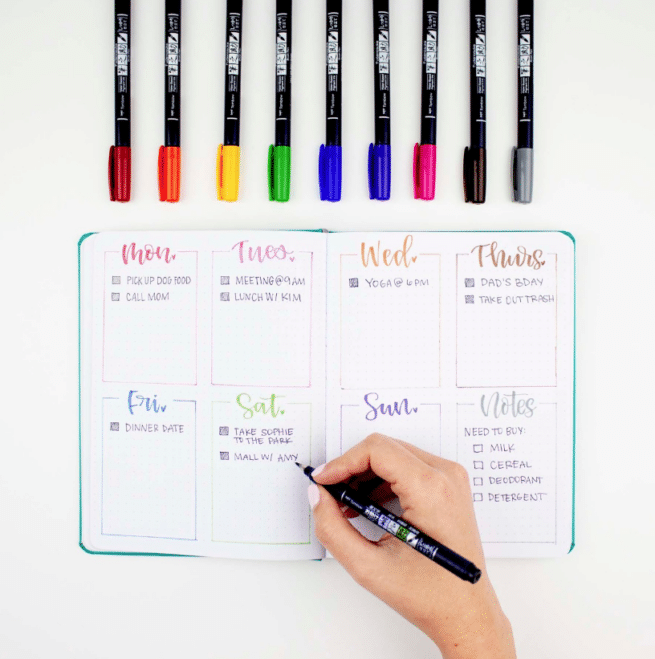 Tombow Fudenosuke hard tip sivellinkynäsetti, 10 väriä - Image 7