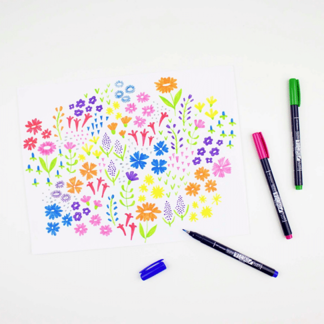 Tombow Fudenosuke hard tip sivellinkynäsetti, 10 väriä - Image 8