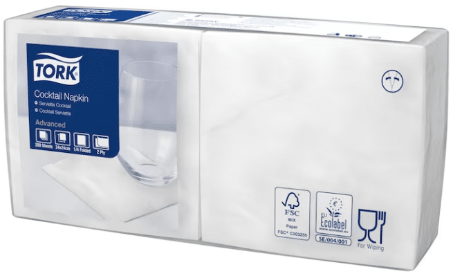 Tork Advanced cocktail-/kahviliina valkoinen, 2400 kpl/pkt
