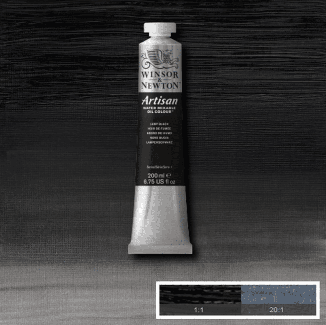 Winsor & Newton Artisan vesiliukoinen öljyväri Lamp black, 200 ml - Image 3
