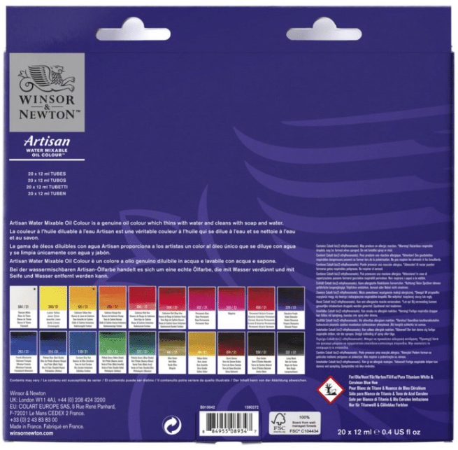 Winsor & Newton Artisan vesiliukoinen öljyvärisetti, 20 väriä - Image 2