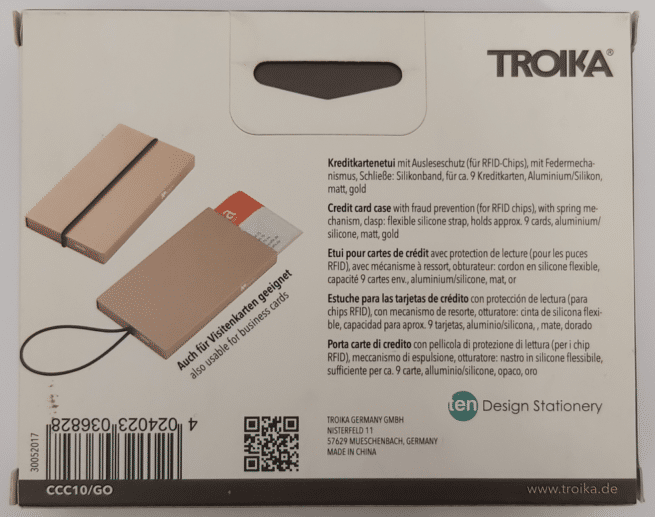 Troika Ten luottokorttikotelo, matta kulta - Image 4