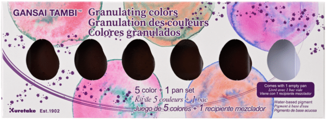 Kuretake Gansai Tambi akvarellisetti Granulating colors, 5 väriä