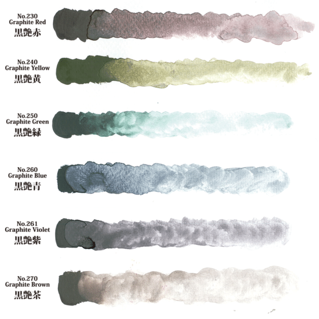 Kuretake Gansai Tambi akvarellisetti Graphite colors, 6 väriä - Image 2
