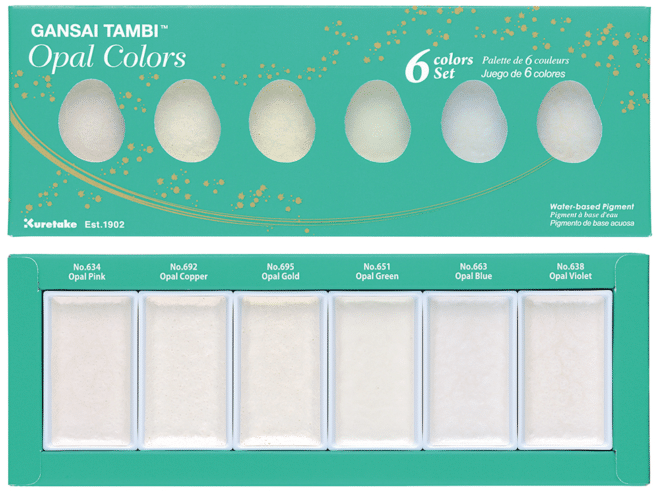 Kuretake Gansai Tambi akvarellisetti Opal colors, 6 väriä