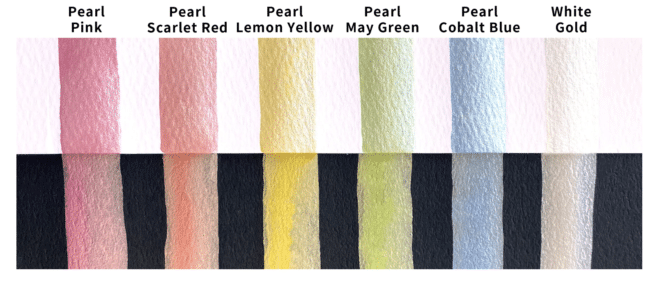 Kuretake Gansai Tambi akvarellisetti Pearl colors, 6 väriä - Image 5