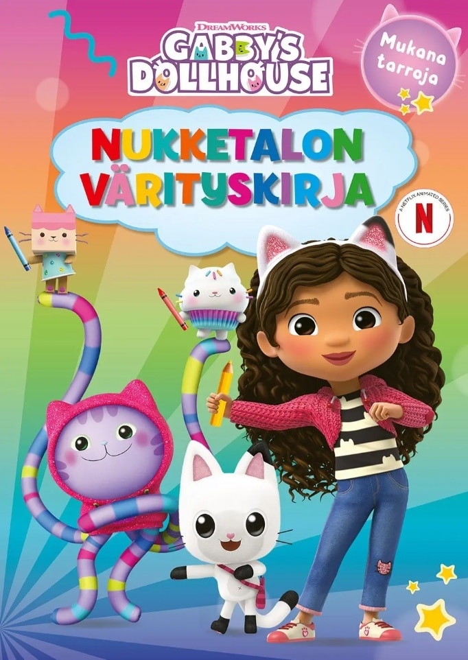 Gabby’s Dollhouse Nukketalon värityskirja (sis. tarroja)