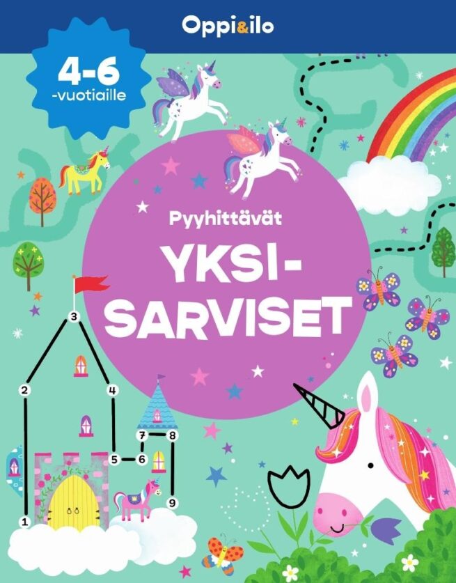 Pyyhittävät Yksisarviset -puuhakirja 4-6 v