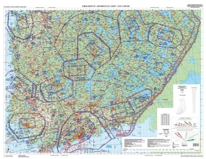 Southern Finland ilmailukartta ANC 2103CD, 17 Apr 2025 : aeronautical chart ICAO 1:500 000