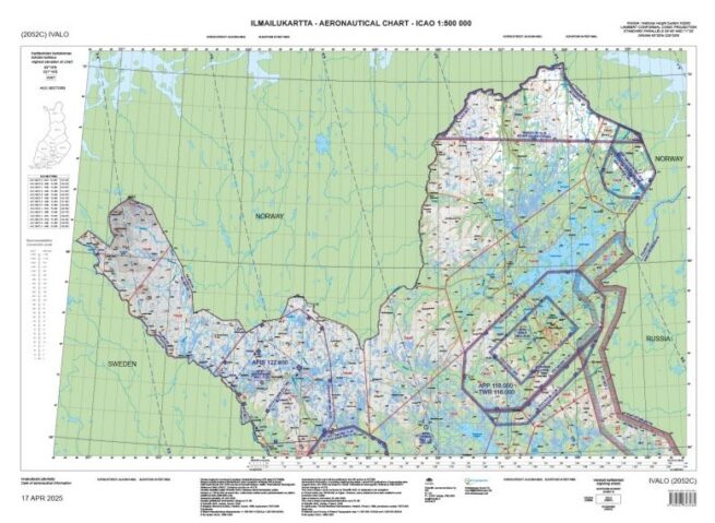 Ivalo ilmailukartta ANC 2052C, 17 Apr 2025 : aeronautical chart ICAO 1:500 000