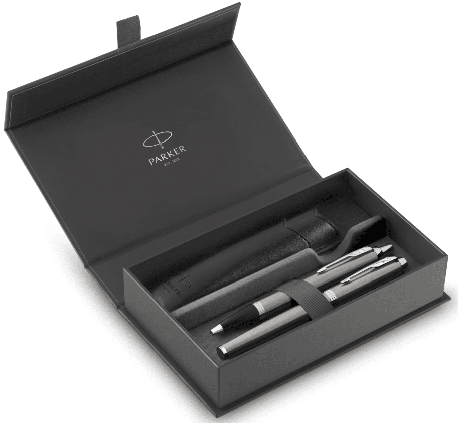 Parker IM Essential Stainless Steel CT Duo set kuulakynä + täytekynä, kromi/musta