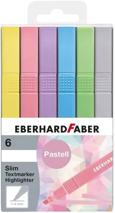 EberhardFaber slim korostuskynäsetti pastelli, 6 väriä