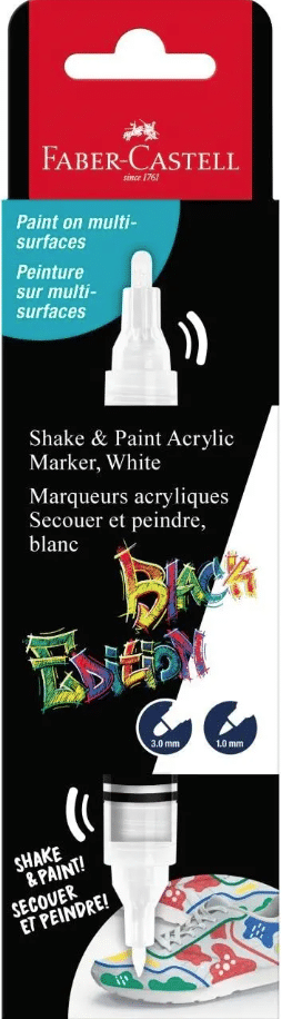 Faber-Castell Black edition Shake & paint akryylitussi, valkoinen