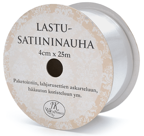 Lastusatiininauha hopea 4 cm x 25 m