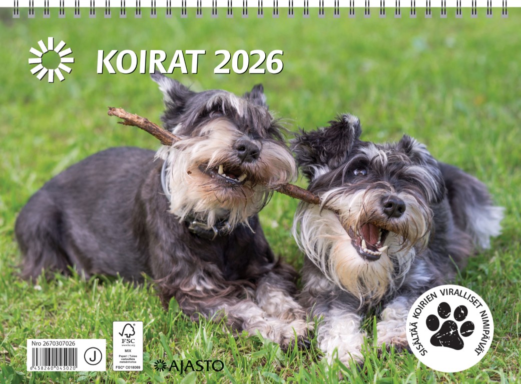Koirat 2026 seinäkalenteri