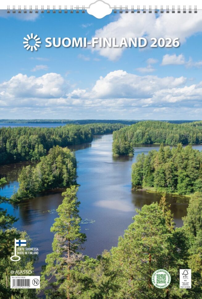 Suomi A3 seinäkalenteri 2026 pystymalli