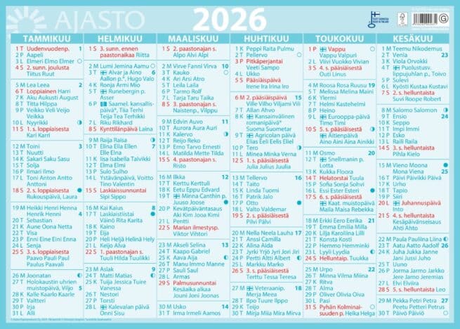 Suuri seinäalmanakka 2026