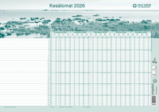 Quo Vadis- lomakalenteri 2025-2026