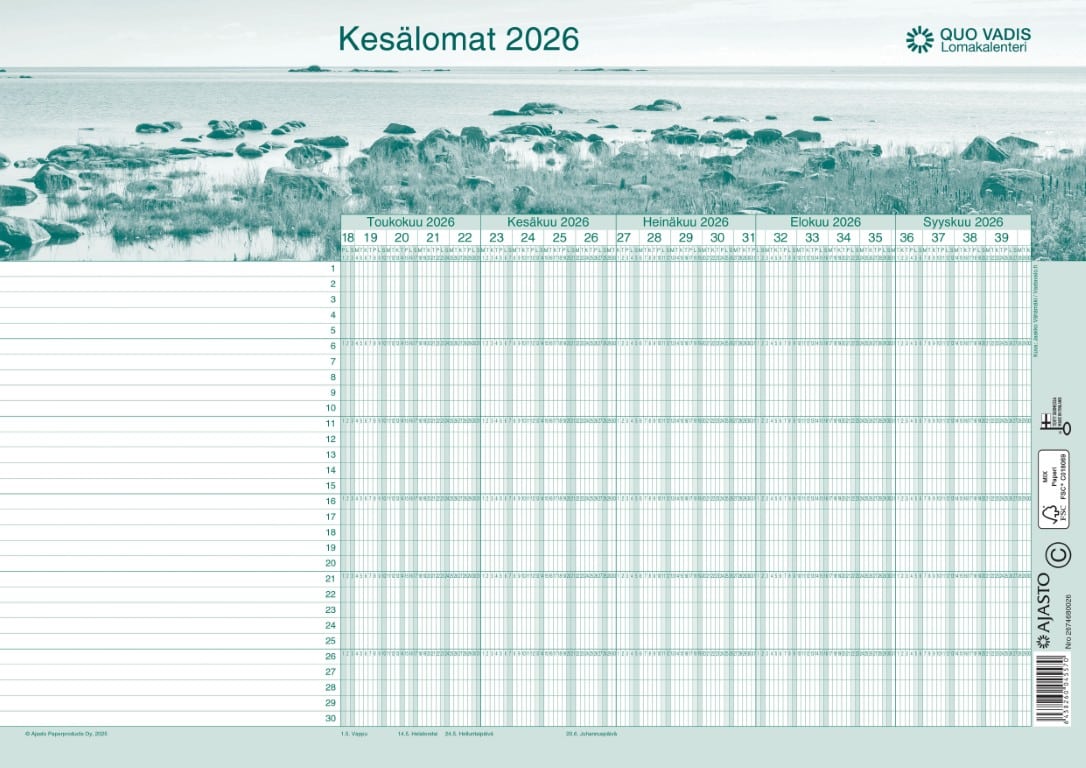 Quo Vadis- lomakalenteri 25-26 2025-2026