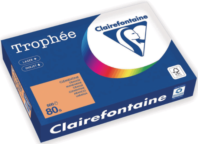 Clairefontaine Trophee 1878 A4, 80g oranssi, värillinen tulostuspaperi