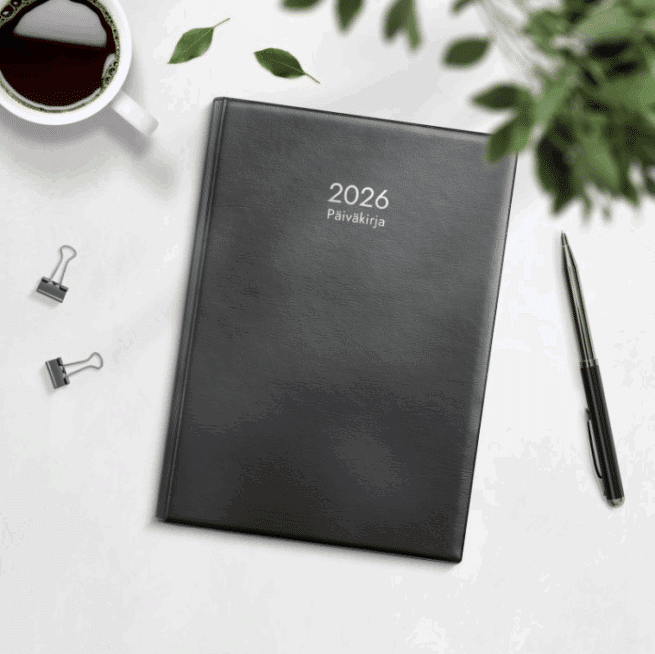Päiväkirja 2026, musta muovikansi - Image 3