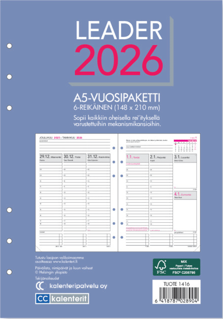 Leader A5 vuosipaketti 2026
